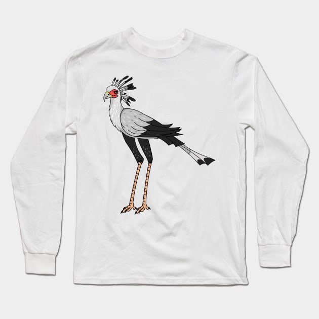 Secretary bird cartoon illustration Long Sleeve T-Shirt by Miss Cartoon